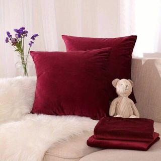 Set of 2 Burgundy Decorative Throw Pillow Covers Modern Solid Outdoor 17"x17"