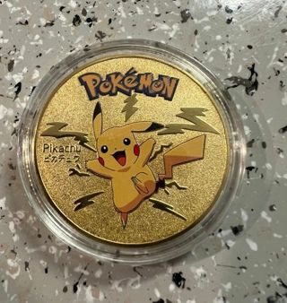 Pokemon Pikachu 24K Gold Plated Collectible 1 oz Metal Coin Japanese Souvenir