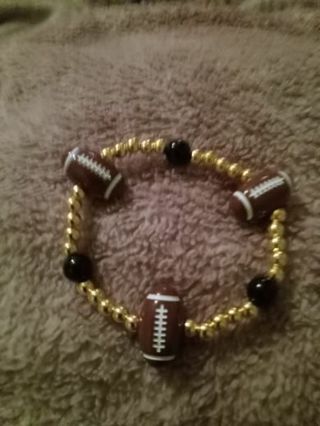 Football Charm beaded stretch bracelet 5"-? New Gin is free shipping