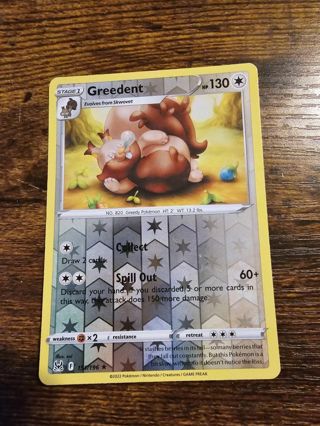 Pokemon Greedent reverse holo rare 151/196
