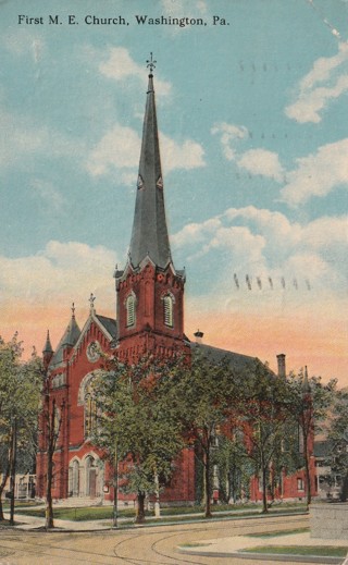 Vintage Used Postcard: (t): 1920 First Methodist Church, Washington, PA