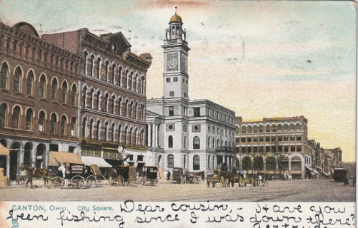 Vintage Used Postcard: u: 1907 City Square, Canton, OH