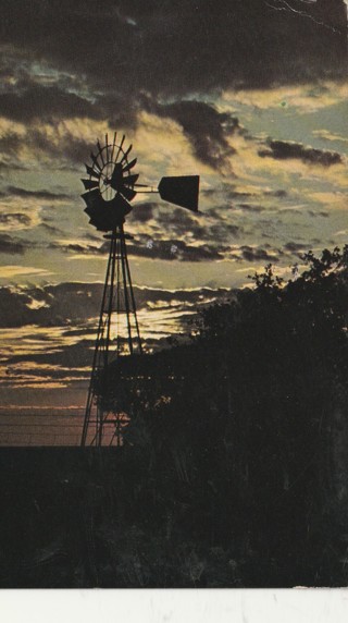 Vintage Used Postcard: (n): Texas Windmill at Sunset