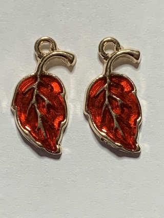 ♦LEAF CHARMS~SET #5~RED~FREE SHIPPING♦