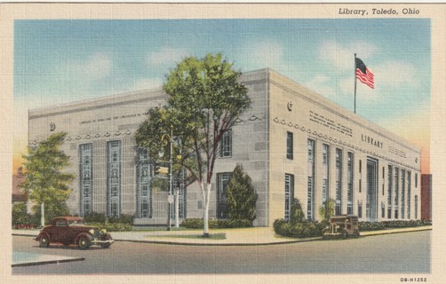Vintage Used Postcard: Linen: Library, Toledo, OH