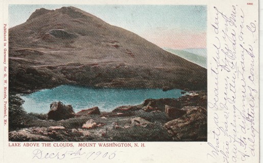 Vintage Used Postcard: w: Pre Linen: Lake Above the Clouds, Mount Washington, NH