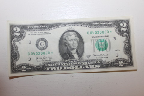 $2 STAR NOTE WITH FANCY SERIAL #