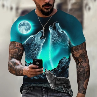 Vintage Wolf 3 D Print Men T-Shirts Animal Casual Street Man's Sports