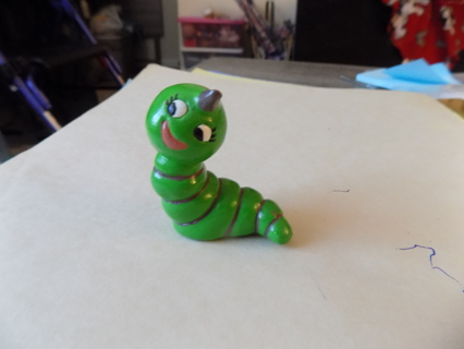 2 1/2 inch tall ceramic green caterpillar figuine