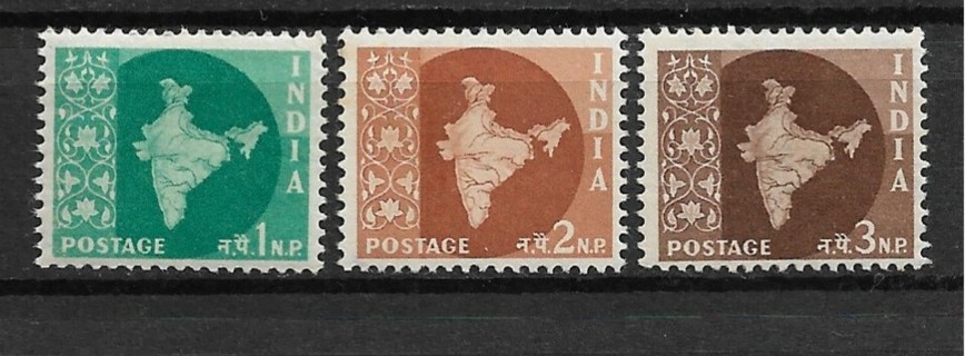 1957 India Sc275-7 Map of India MNH