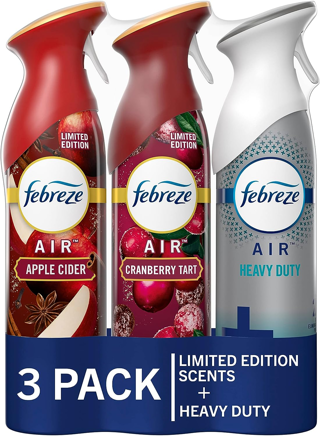 Febreze Air Fresheners, Odor-Fighting - Apple Cider, Cranberry Tart, Heavy Duty Crisp Clean, 8.8 oz.