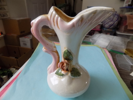 6 inch tall mini pitcher pearlescent with 3D rose fancy handle & spout