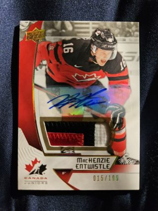 2019 UD Team Canada Juniors Premium Swatch Auto MacKenzie Entwistle