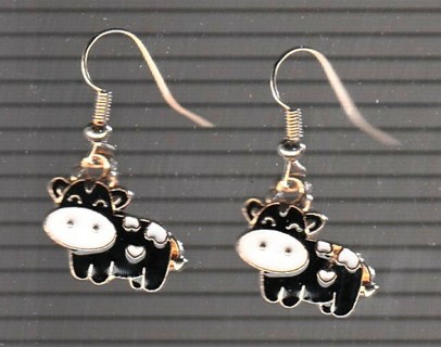 GP ENAMELBLACK HAPPY COW EARRINGS (PLEASE READ DESCRIPTION)