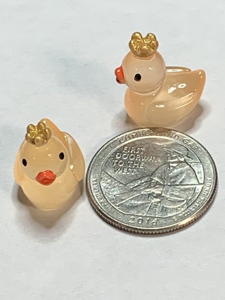 CROWN DUCKS~#28~ORANGE~SET OF 2 DUCKS~GLOW IN THE DARK~FREE SHIPPING!