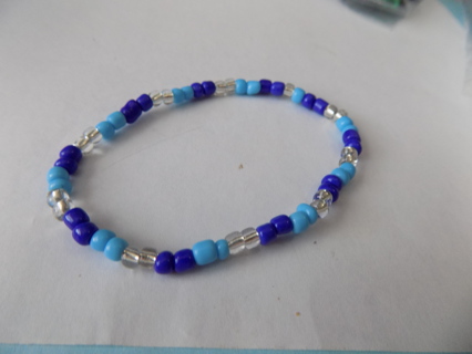 Bracelet E beads dark blue, light blue and clear