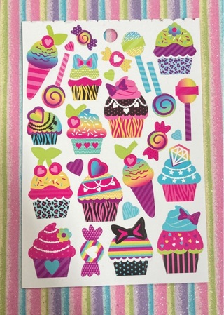 Kawaii cupcake sticker sheet 