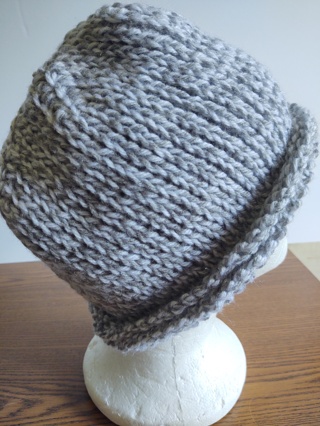 Hand Crocheted Tunisian  Knit Stitch Slouch Hat 