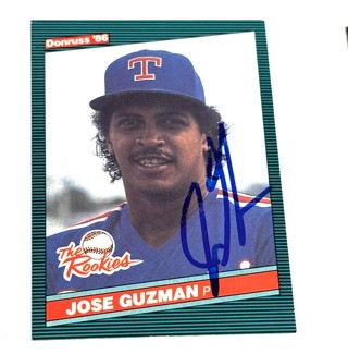 JOSE GUZMAN TEXAS RANGERS SIGNED DONRUSS THE ROOKIES BASEBALL CARD