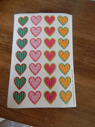 Fun sheet of colorful hearts stickers