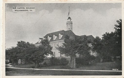 Vintage Unused Postcard: B&W: Old Capitol  Building, Williamsburg, VA