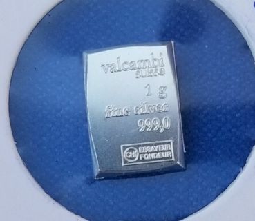 One gram .999 pure fine ~Silver~ bar☆Valcambi Swiss Mint☆