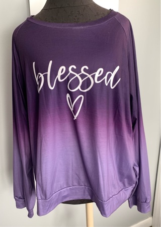 SHEIN Curve Purple Ombré “Blessed” Polyester Sweatshirt Size 3XL NWOT