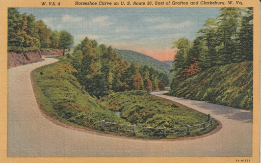 Vintage Used Postcard: k: 1954 Horseshoe Curve, WV