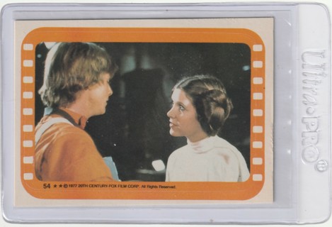 1977 Topps Star Wars Sticker #54 Luke Skywalker Princess Leia EX-MT