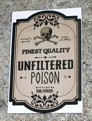 HALLOWEEN LIQUOR BOTTLE LABEL STICKERS CONTAINS 2 UNFILTERED POISON  AND VODKA INFUSED WITH CENTOUR