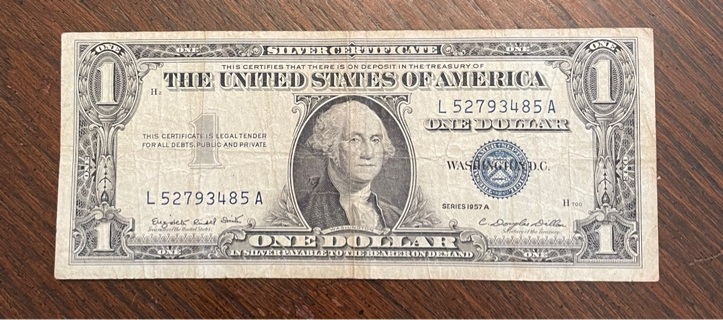 1957 A Series $1 Silver Certificate Average Circulated 