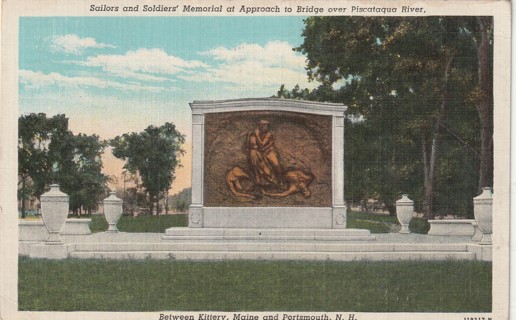 Vintage Used Postcard: (b): 1945 Soldiers & Sailors Memorial, Maine & NH