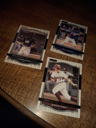 Three Card Lot baseball buster Posey Aaron Hicks and Eric hosmer minor league cards 