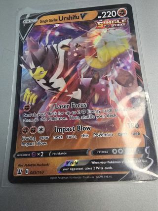 Pokemon Single Strike Urshifu V holo rare card 085/163