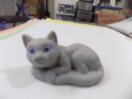 Vintage Fisher Price Gray cat with blue eyes 2 1/2 inch