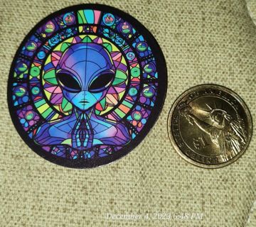 Stained Glass Alien Sticker