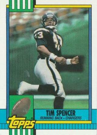 Tradingcard - NFL - 1990 Topps #395 - Tim Spencer VAR - San Diego Chargers VAR: Disclaimer on back 