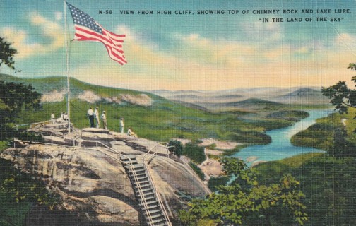 Vintage Used Postcard: 1957 Chimney Rock & Lake Lure, NC