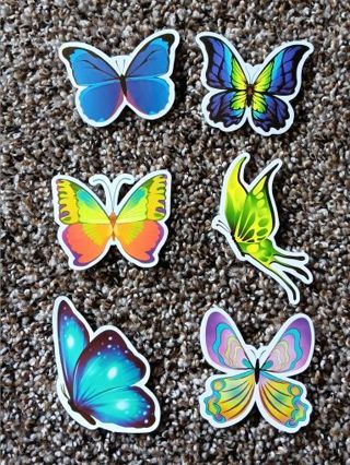 6 Butterfly Vinyl Stickers