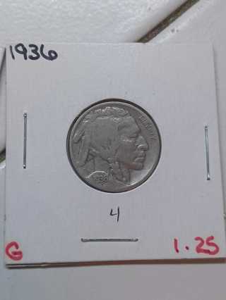 1936 Buffalo Nickel! 37.4