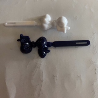 Navy Blue & White Bow Barrettes