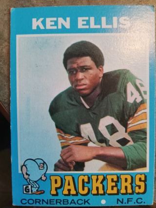 1971 T.C.G. KEN ELLIS GREEN BAY PACKERS FOOTBALL CARD# 224