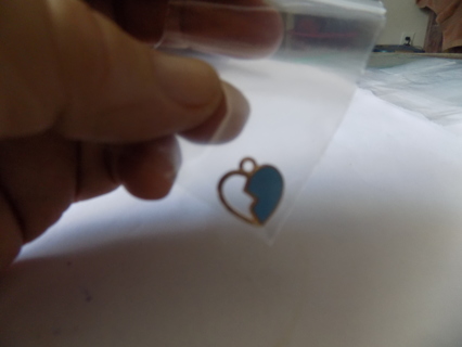 Enamel blue broken heart charm 1/2 inch