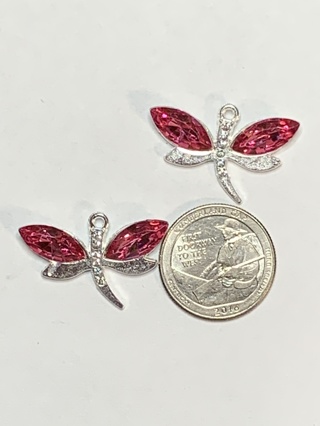 DRAGONFLY CHARMS~#1~ROSE RED~SET OF 2 CHARMS~FREE SHIPPING!