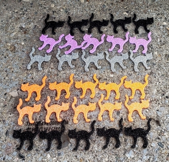 HALLOWEEN FOAM RUBBER GLITTER CATS STICKERS