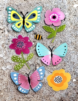 BUTTERFLY FLOWER BEE FOIL STICKERS 