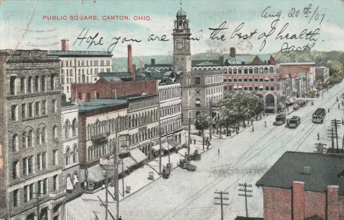 Vintage Used Postcard: f: 1907 Public Square, Canton, OH