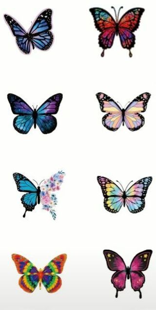 ⭐NEW⭐(8) 1" Colorful BUTTERFLIES stickers BNWOT.
