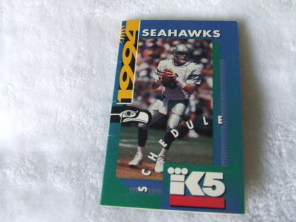 1994 Rick Mirer Seattle Seahawks Football Pocket Schedule 