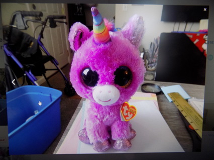 TY Beanie Boos Collection rosette the purple unicorn 10 inch glittery plush